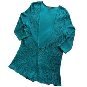 NY Collection Teal Open Front Knit Cardigan - Women's sz M